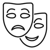 Theater mask icon outline vector. Mental busy coping skills vector