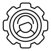 Gear work person icon outline vector. Coping skills business vector