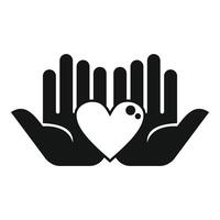 cuidado manos apoyo con amor icono sencillo vector. personas donación vector