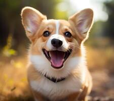 ai generado pequeño corgi perrito en blanco fondo, foto