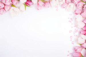 AI generated spring floral background with copy space photo