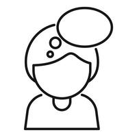 Talk bubble person icon outline vector. Coping skills support vector