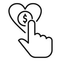 Love donation heart icon outline vector. Finance profit vector