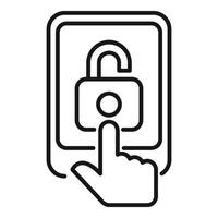 Unlock device registration icon outline vector. Code device data vector