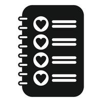 cuaderno lista artículos icono sencillo vector. deseo lista favorito vector