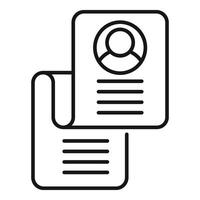 Long paper registration icon outline vector. New account member vector