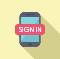 Sign in device register icon flat vector. Modern smartphone vector