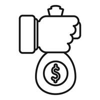 Business hand give money donation icon outline vector. Gift support vector