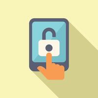 Unlock device registration icon flat vector. Code device data vector