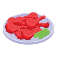 Red chicken wings icon isometric vector. Cooking menu vector