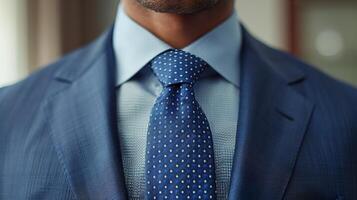 ai generado hombre en azul traje y Corbata foto