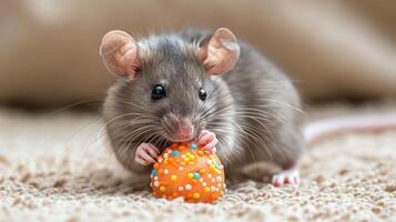 AI generated Rat Playing With a Ball of Yarn photo