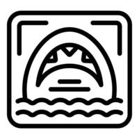 Watch out for sharks icon outline vector. Marine animal warning vector