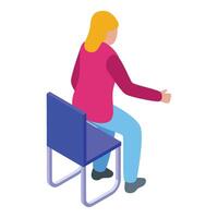 Classroom chess chair icon isometric vector. Kid play sport vector
