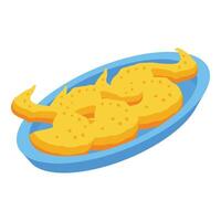 Golden chicken wings icon isometric vector. Deep menu vector