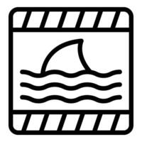 Sharks warning icon outline vector. Marine caution sign vector