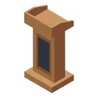 Public summit orator tribune icon isometric vector. Speaker presentation raised podium vector