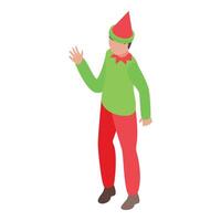 Elfin magical creature icon isometric vector. Yuletide Santa elf helper vector