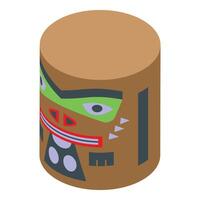 Wooden totem icon isometric vector. Island animal vector