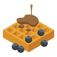 Waffle with maple syrup icon isometric vector. Sweet breakfast vector