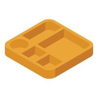 Divided serving tray icon isometric vector. Snacks food holder vector