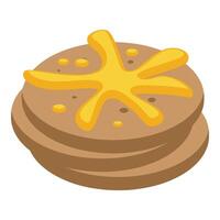 Pancakes stack with maple syrup icon isometric vector. Tree sugary extract vector