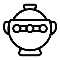 Cooking pot icon outline vector. Cookware tool vector