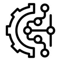 Brainstorming gear icon outline vector. Group maze solving vector