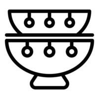 comida ajuste mesa utensilios icono contorno vector. servicio cena herramientas vector