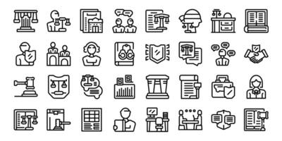 Legal adviser icons set outline vector. Office technology vector