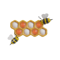 honey and bee 3d icon render clipart png