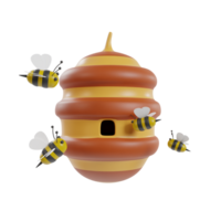 honey and bee 3d icon render clipart png