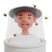 honey and bee 3d icon render clipart png