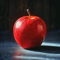 AI generated Red Apple on Stone Floor photo