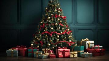 AI generated Christmas tree and presents photo