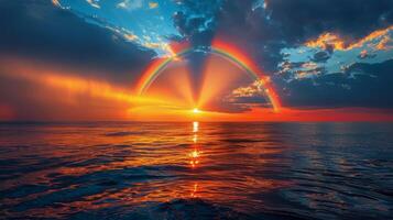 AI generated Rainbow Arches Over Water photo