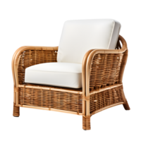 AI generated Rattan Chair with Cushion Isolated on Transparent Background png