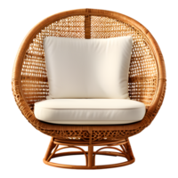 AI generated Rattan Chair with Cushion Isolated on Transparent Background png