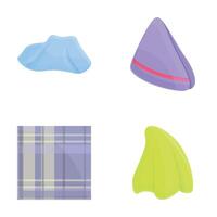 Handkerchief icons set cartoon vector. Cotton handkerchief in various color vector