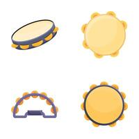 Tambourine icons set cartoon vector. Tambourine of different style and color vector