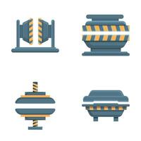 Automatic press icons set cartoon vector. Various automatic press form machine vector