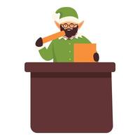 Elf counter reception icon cartoon vector. Holiday ready gifts vector