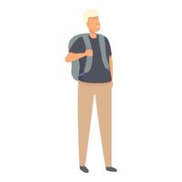 Older person with backpack travel icon cartoon vector. Person mature vector