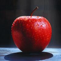 AI generated Red Apple on Stone Floor photo