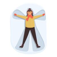 Cute person snow angel icon cartoon vector. Funny card vector