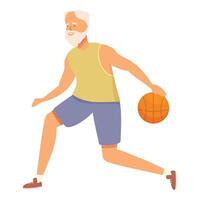 Senior man basketball move icon cartoon vector. Person adult vector