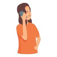 Cellular talk speak icon cartoon vector. Female conversation vector