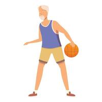 Listo baloncesto jugar icono dibujos animados vector. rutina de ejercicio atleta persona vector