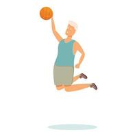 Senior man basketball jump icon cartoon vector. Street workout vector