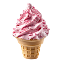 AI generated Ice cream in waffle cone isolated on transparent background png